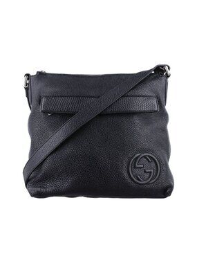 Gucci Interlocking Soho Messenger Black Leather Tote